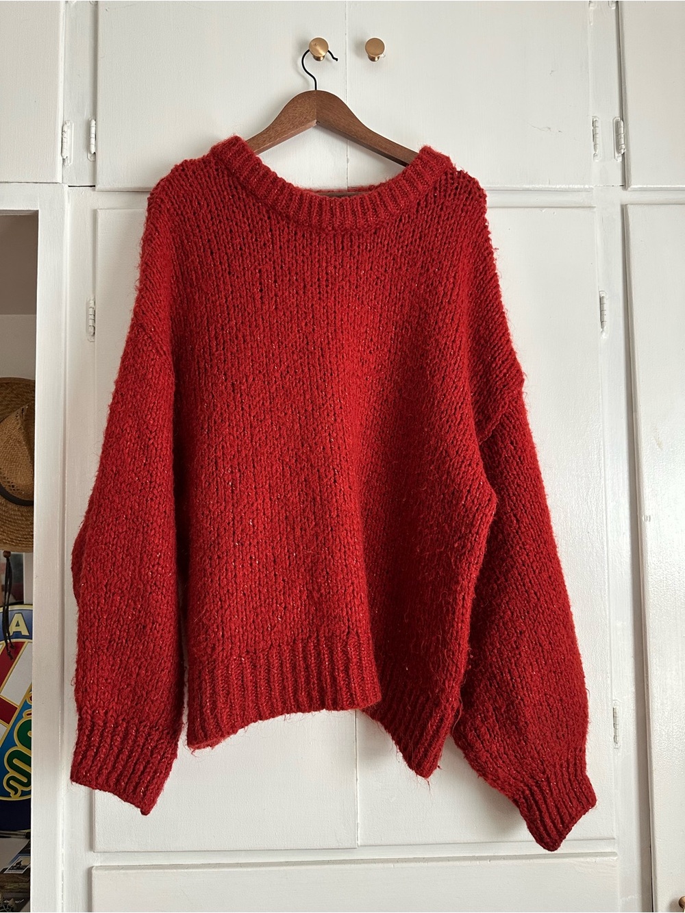 Zara oversized wool blend red sweater